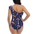 thumbnail image 5 of Haiem Floral Hippie Mushrooms Women's One Piece Swimsuits Tummy Control One Shoulder Bathing Suits Ruffle Swimwear-XX-Large, 5 of 8