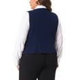 thumbnail image 3 of Agnes Orinda Women's Plus Size Suit Vest Double Breasted Vintage Lapel Collar Dressy Waistcoat Vest with 2 Pockets 4X Navy Blue, 3 of 6