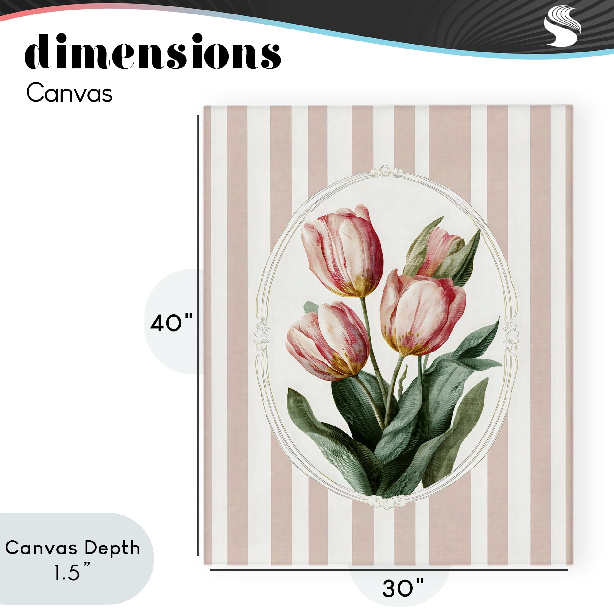 Stupell Industries Vintage Tulips on Stripes Canvas Wall Art, design by Ink Drop Loft