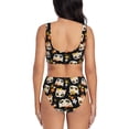 thumbnail image 3 of Wukai Cat Skulls and Flowers Women's Bikini Set Two Piece,wimsuit High Waisted V Neck Twist Front Adjustable Spaghetti Straps Bathing Suit-Small, 3 of 7