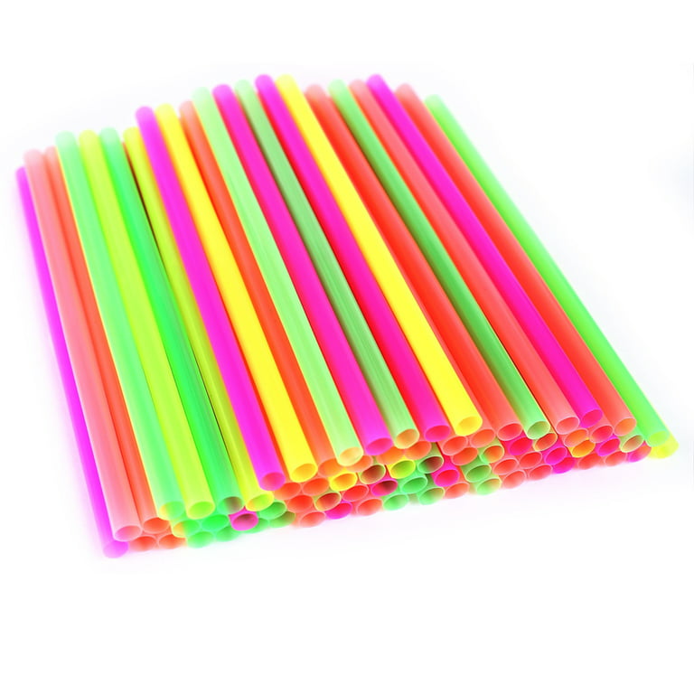 24 Pcs Reusable Tropical Plastic Drinking Straws with Fruit Charms for Home  Summer Party, 6 Designs, 10.7 in 