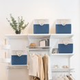 thumbnail image 5 of 13x13x13 Storage Cube Bins,Set of 4, Large Foldable Fabric Storage Cubes with Handles for Organizing Home, Closet, Clothes, Toy, Book, Office(White&Blue), 5 of 14