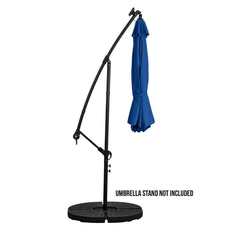 Sun Ray - 10' Offset Aluminum Solar Umbrella - Cross Base - OLEFIN FABRIC - Grey