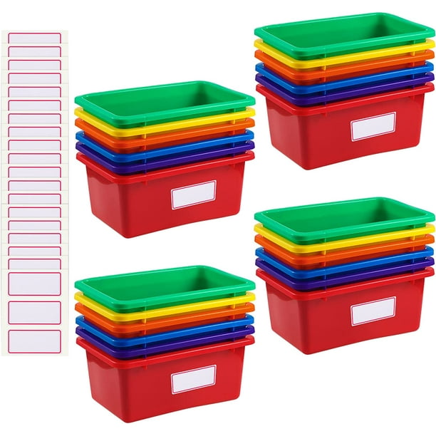 24 Pack Book Bins for Classroom Plastic Cubby Bins Colored Toy Bins for