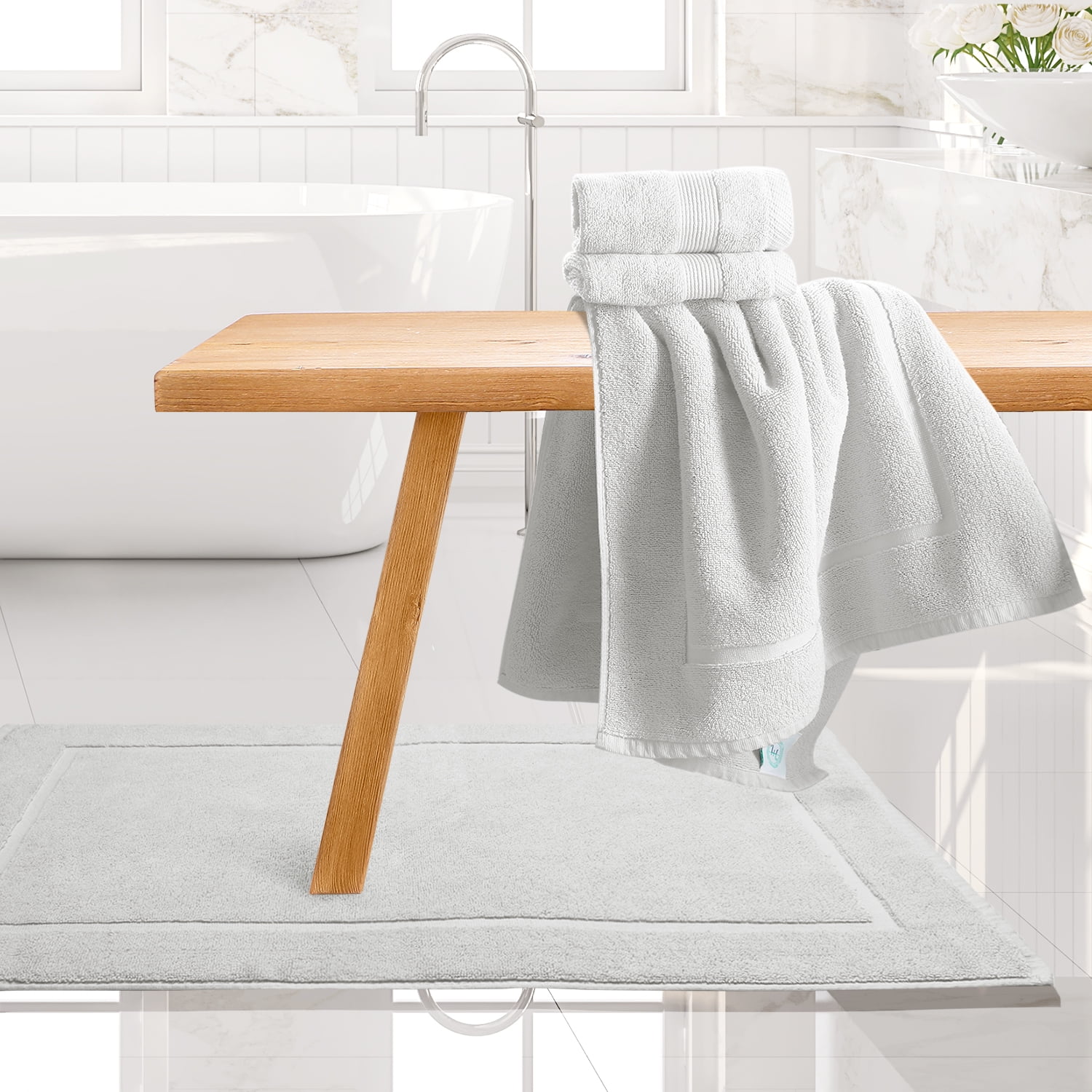 Clara Clark Bath Towels Set, 100% Cotton Luxury Softness 4 Pc Set, White