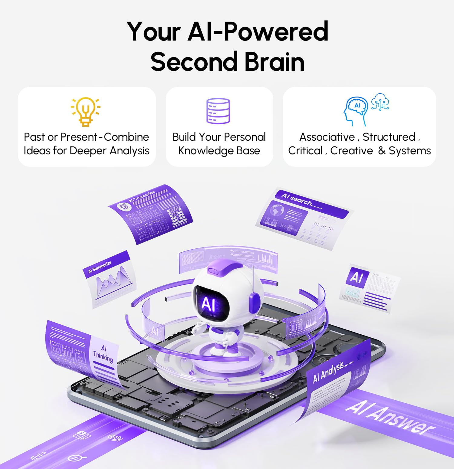 AI Voice Recorder & Transcriber with GPT-5 Analysis – 30-Hour Recording, 112-Language Speech-to-Text & Auto Summary for Meetings, Lectures & Interviews,Grey