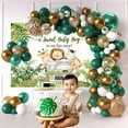 thumbnail image 3 of Safari Baby Shower Backdrop A Sweet Baby Boy is On His Way Photography Background for Boys Jungle Cartoon Animals Palm Leaves Baby Shower Party Decorations Banner Photo Booth Props, 3 of 6