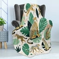 thumbnail image 3 of Ambesonne Cheetah Fleece Throw Blanket Modern Jungle Leaf Scene 50"x60" Jade Green Mustard and White, 3 of 5