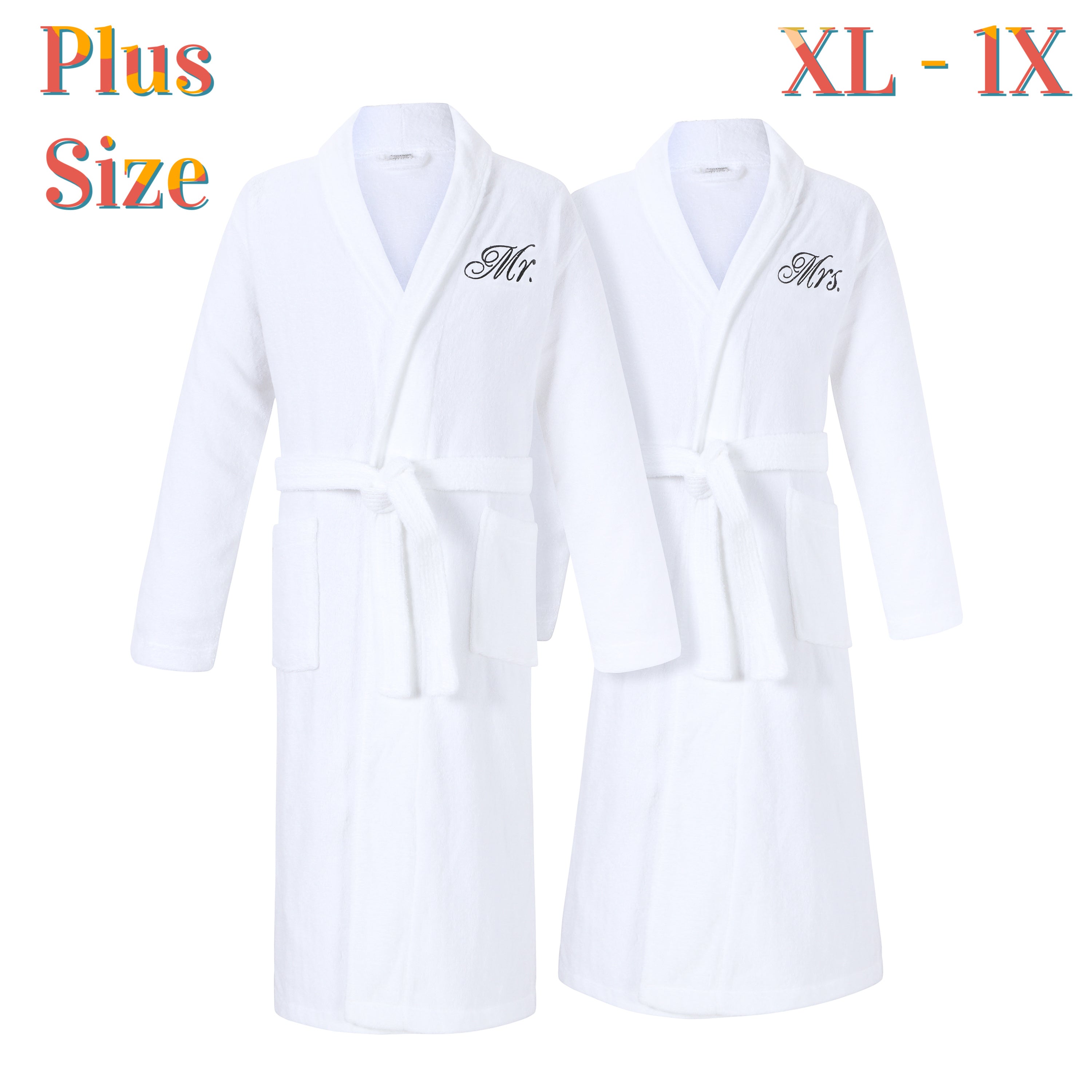 Mr and Mrs Bathrobes Set of Two Terry Matching Couples Robes with Mr