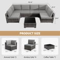 thumbnail image 3 of KIGOTY 7 Piece Outdoor Patio Furniture, Wicker Rattan Outdoor Conversation Set Sectional Sofas for Backyard, Garden, Gray-Gray, 3 of 7