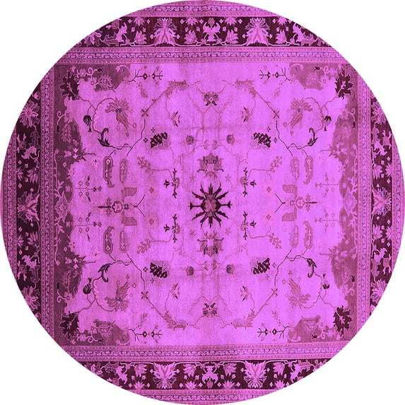 Ahgly Company Indoor Round Oriental Purple Traditional Area Rugs, 3' Round