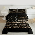 thumbnail image 2 of Homewish Vintage American Flag Bedding Comforter Set, Fashion Brown Leopard Print Twin Comforter Sets, Stripes Abstract Ombre Reversible Bedding Set, Super Cozy Room Decor, 2-Piece, 2 of 8