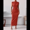 thumbnail image 4 of Vestido Ajustado Fruncido para Mujer Naranja Rojo XL, 4 of 7
