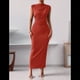 thumbnail image 4 of Vestido Ajustado Fruncido para Mujer Naranja Rojo XL, 4 of 7