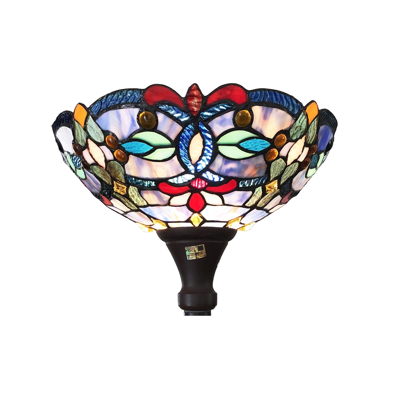 CHLOE Vivian Tiffany Victorian Stained Glass Torchiere Floor Lamp 69" Height
