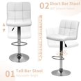 thumbnail image 3 of YRLLENSDAN Leather Adjustable Bar Stools with Back and Footrest Set of 2, Swivel Kitchen Counter Height Stools, Upholstered Armless Modern Dining Chairs, White, 3 of 7