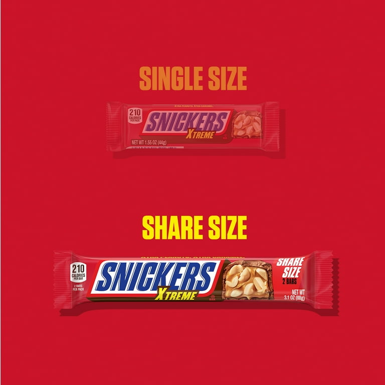 Snickers Xtreme Peanut and Caramel Chocolate Bars, Share Size- 3.1
