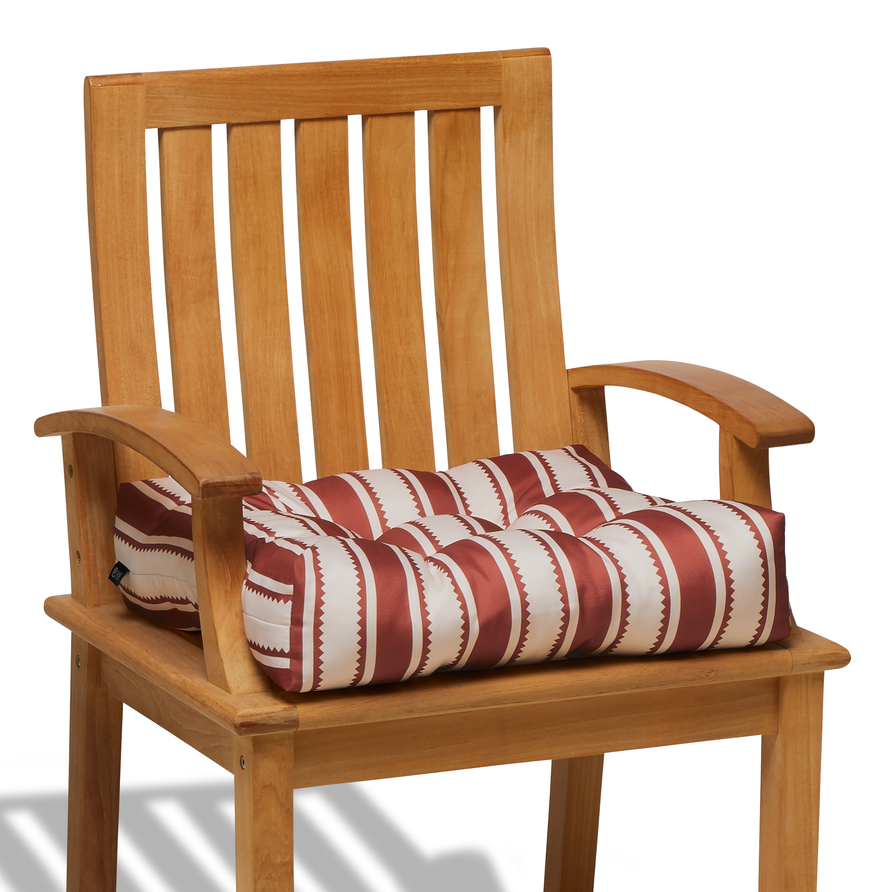 Classic Accessories Water-Resistant Square Patio Seat Cushions, 19 x 19 x 5 Inch, 2 Pack, Brick Sedona Stripe