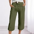 thumbnail image 7 of TRUBKH Linen Pants Women Flowy Gauze Wide Leg Linen Pants Plain Drawstring Trousers Comfort Resort Wear Gaucho Pant Palazzo Pants Paperbag Pant Baggy Linen Pants Vacation Beach Trousers Green S, 7 of 7