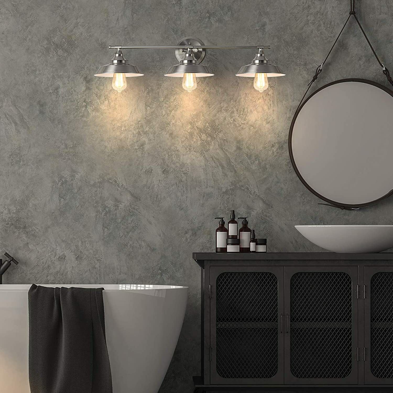 Bathroom Vanity Light Fixtures 3-Light Farmhouse Wall Sconce for Mirror Cabinets