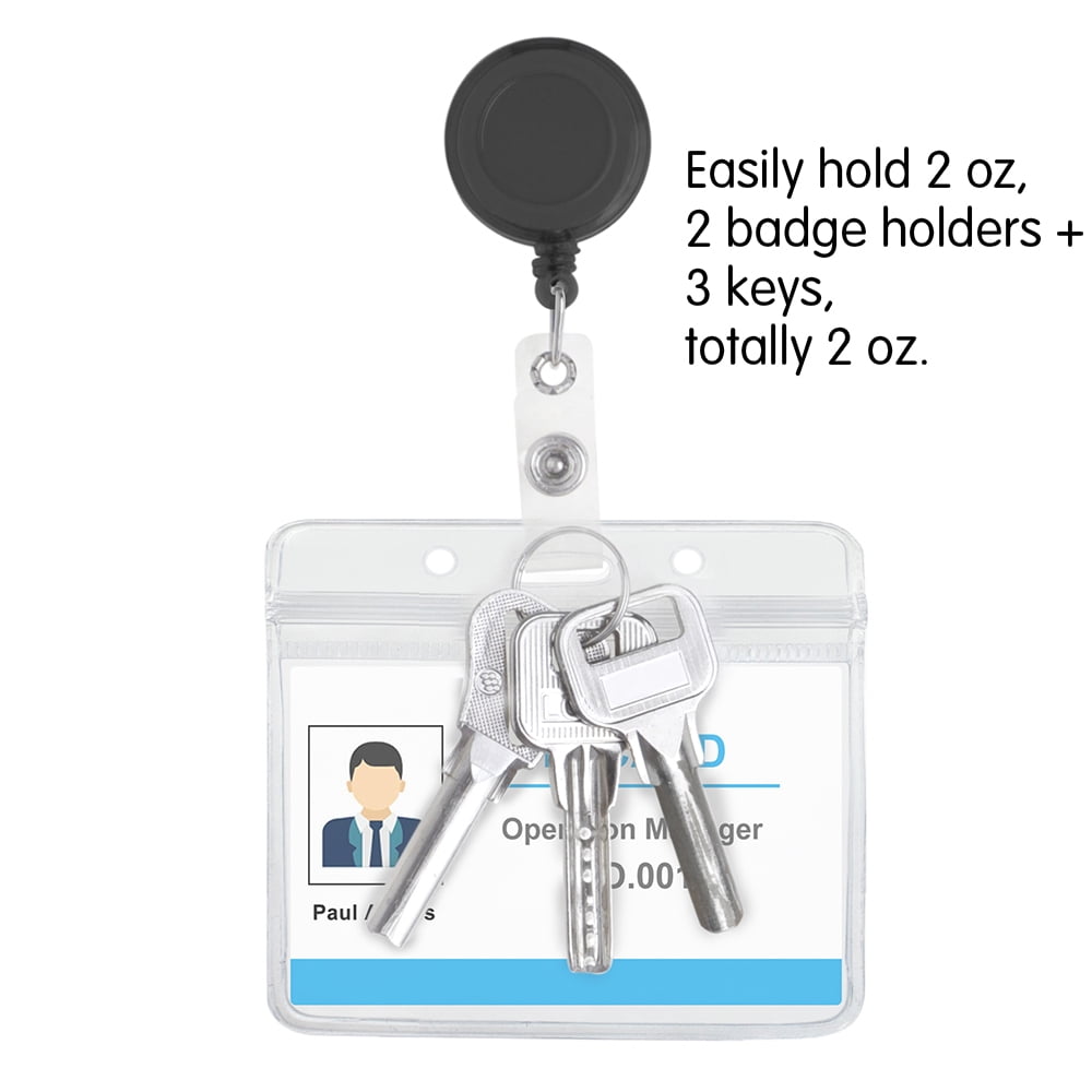 MUKA 50 Pcs Translucent Retractable Badge Holder Reel with Clear Horizontal Style ID Card Holders