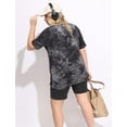 thumbnail image 2 of CASSIE LIZ Plus Size Tops 3X Summer Tie Dye Womens Shirts Black Round Neck Fashion Short Sleeve Tee Loose Fit Tunics Spring Oversized Blouses Casual Pullovers 3XL 22W 24W, 2 of 6