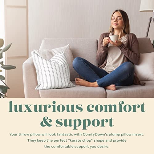 Set of Two 28X28 Decorative Throw Pillow Insert Down and Feathers Fill 100 Cotton Cover 233 Thread Count Square Pillow Insert Made in USA