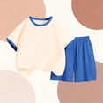 thumbnail image 5 of breaise Girls 2 Piece Summer Outfits Short Sleeve Color Block Tops and Shorts Sets Loose Fit Tracksuits for Kids 3-14 Years, 5 of 6