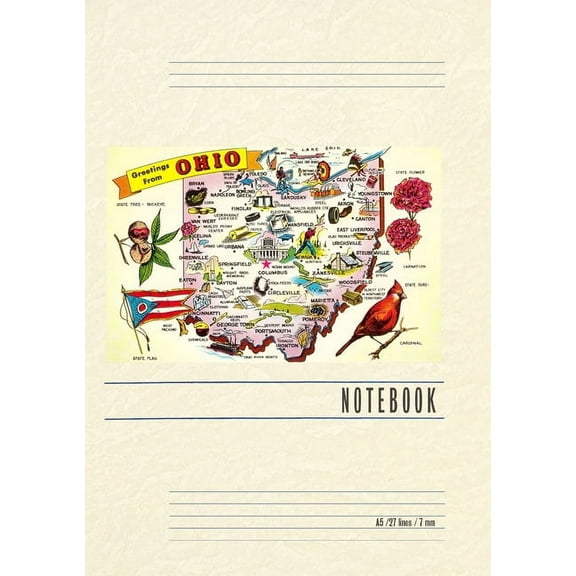 Vintage Lined Notebook Greetings from Ohio, (Paperback)