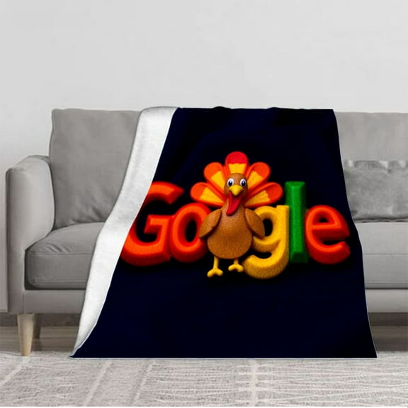 Cozy Flannel Blanket - Soft Warm Durable Perfect for Sofa Travel & Bed - Whimsical Turkey Design for Holiday Cheer