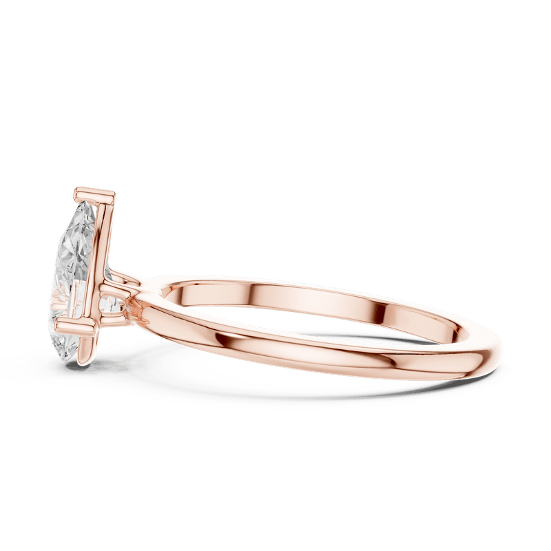 Zuwelria Luxurious Certified Diamond Rings | 1.00 Carat Pear Shape Moissanite Diamond Wedding Ring for Women | Solitaire Diamond Ring for Ladies | 18K Rose Gold Plating Over Silver Size 8
