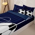 thumbnail image 3 of Homewish Soccer Ball Pattern Zipper Full Size Comforter Sets with Fitted Sheet and 2 Pillowcases For Kids,Football Court Zipper Bedding Set For Boys,Navy Blue Reversible,4 Pieces, 3 of 7