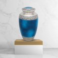 thumbnail image 2 of Noble Urn | Brass Cremation Urn for Human Ashes - Vivid Blue, 2 of 5
