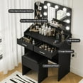 thumbnail image 4 of Vanity Desk with Mirror and Lights, Makeup Vanity with Power Outlet, 3 Lighting Modes Adjustable Brightness, Small Vanity Table Set with 2 Drawers, Makeup Table for Bedroom, 4 of 7