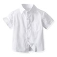 thumbnail image 4 of IROINNID Little&Big Boys Gentlemen Suit Short Sleeve Turndown Lapel Shirt Shorts Formal Outfits with Bow-tie Birthday Four-piece Set, 4 of 9