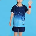 thumbnail image 6 of Lovzfmll Geometric Print Training Set, Short Sleeve Round Neck Top & Shorts for Boys & Girls, Athletic Outfits for Kids 9-10 Years, 6 of 6