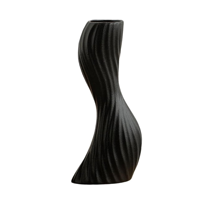 Jarrón de olas, adorno de escritorio, regalo moderno, figura artística, artesanía, decoración, estatua Negro L