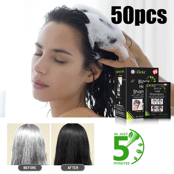 LETIGO 50 Packs Black Hair Color Dye - Black Hair Shampoo for Women Hair Color, Simple to Use /Natural Ingredients/25ml