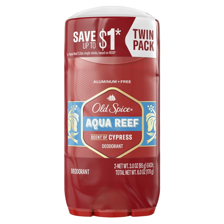 Old Spice Men's Deodorant Aqua Reef 3 oz Twin Pack Odor Protection