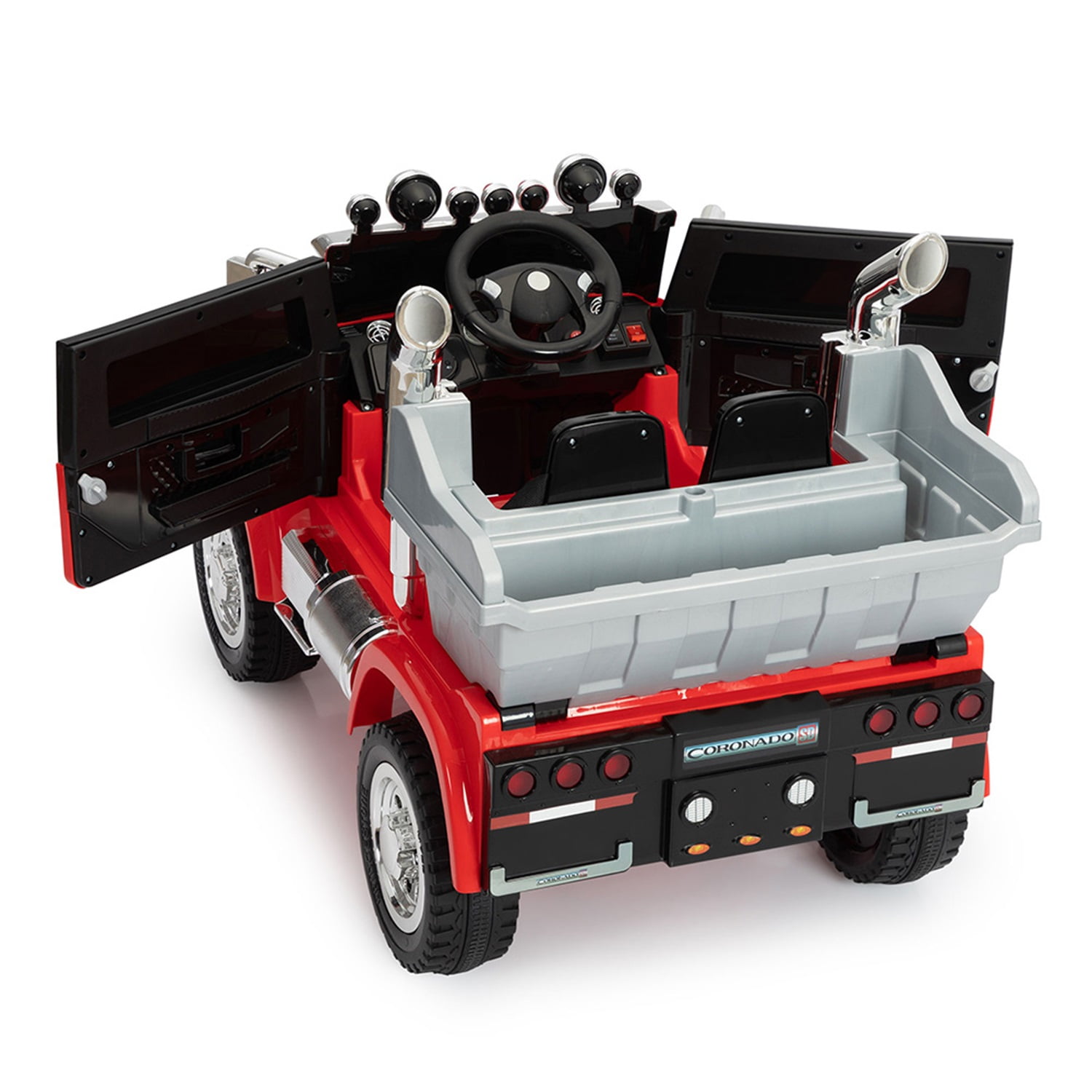 CIPACHO Kids Battery 12V Ride On Electric Car Toy, Optimus Prime Truck with Remote Control, Transformers Die-Cast Vehicle, Music, Rear Loader, Red