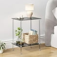thumbnail image 2 of Tempered Glass Side Tables Set of 2 Acrylic End Table with 2 Storage Shelve transparent Bedside simplicity clear 2-Tier Nightstands for small Spaces Office Bedroom Living Room Study black, 2 of 16