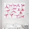 thumbnail image 1 of Yoga Tapestry, Pink Women Silhouettes in Different Yoga Positions Flexibility Aerobics Workout Action, Wall Hanging for Bedroom Living Room Dorm Decor, 80W X 60L Inches, Pink White, by Ambesonne, 1 of 2