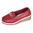 thumbnail image 5 of Wedge Loafers for Women Platform Cute Dress Casual Business Shoes Comfortable Lightweight Slip on Work Shoes with Gold Chain Red Size 6.5, 5 of 5