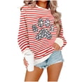 thumbnail image 2 of Christmas Sweatshirt for Women Long Sleeve Crewneck Striped Pullover Xmas Print Drop Shoulder Tops Fall winter Casual Clothes, 2 of 5