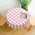 thumbnail image 3 of Checkered Round Table Cloth, Classic Pink Checkerboard Tablecloth for Picnic, Racing Party, Dinner Table Cover, Waterproof Washable Wrinkle Resistant 60''''x60'''', 3 of 6