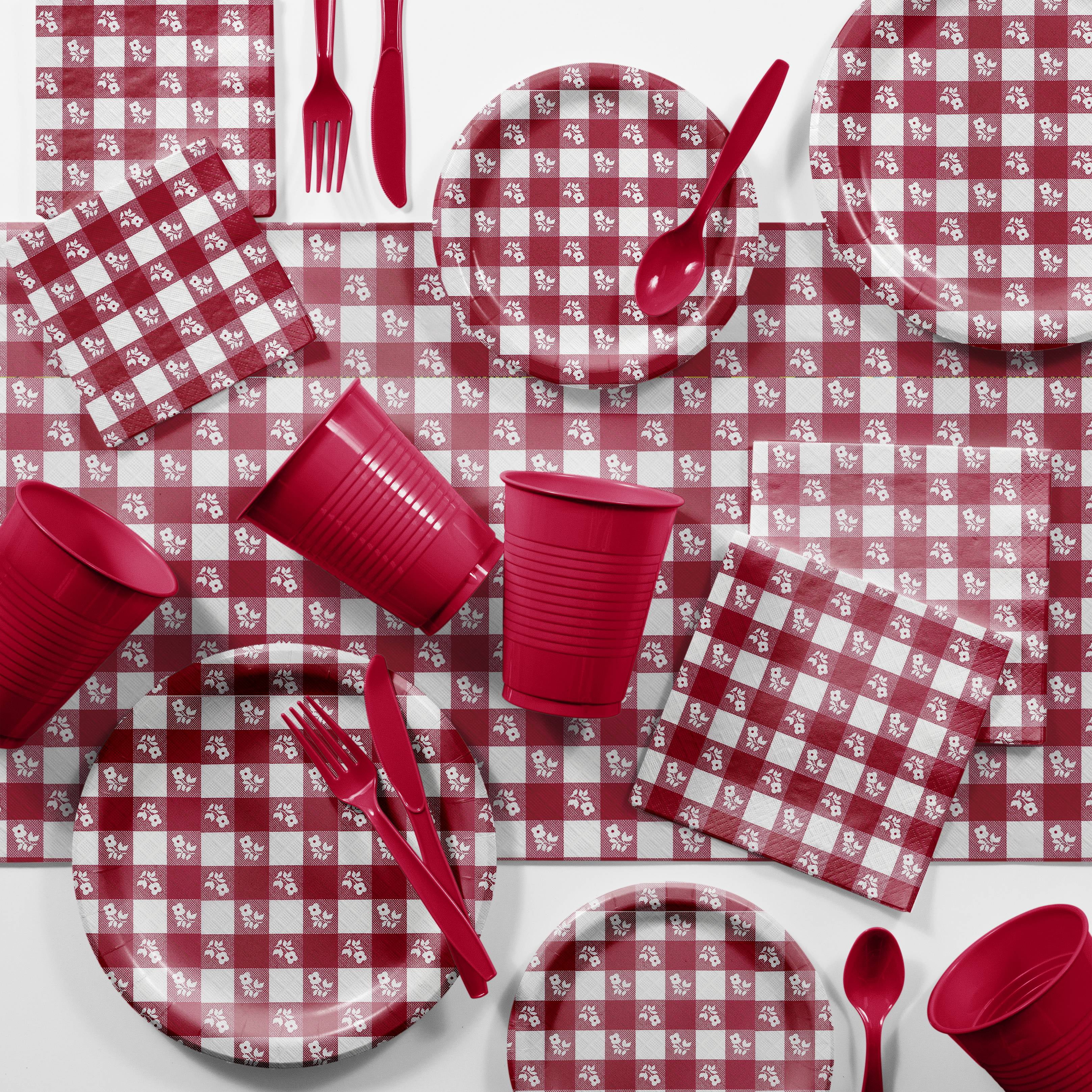 Bulk Red Gingham Picnic Supplies Kit