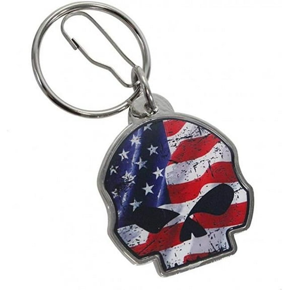 212 Main KC4495 Harley-Davidson Willie G Skull with U.S. Flag Key Chain