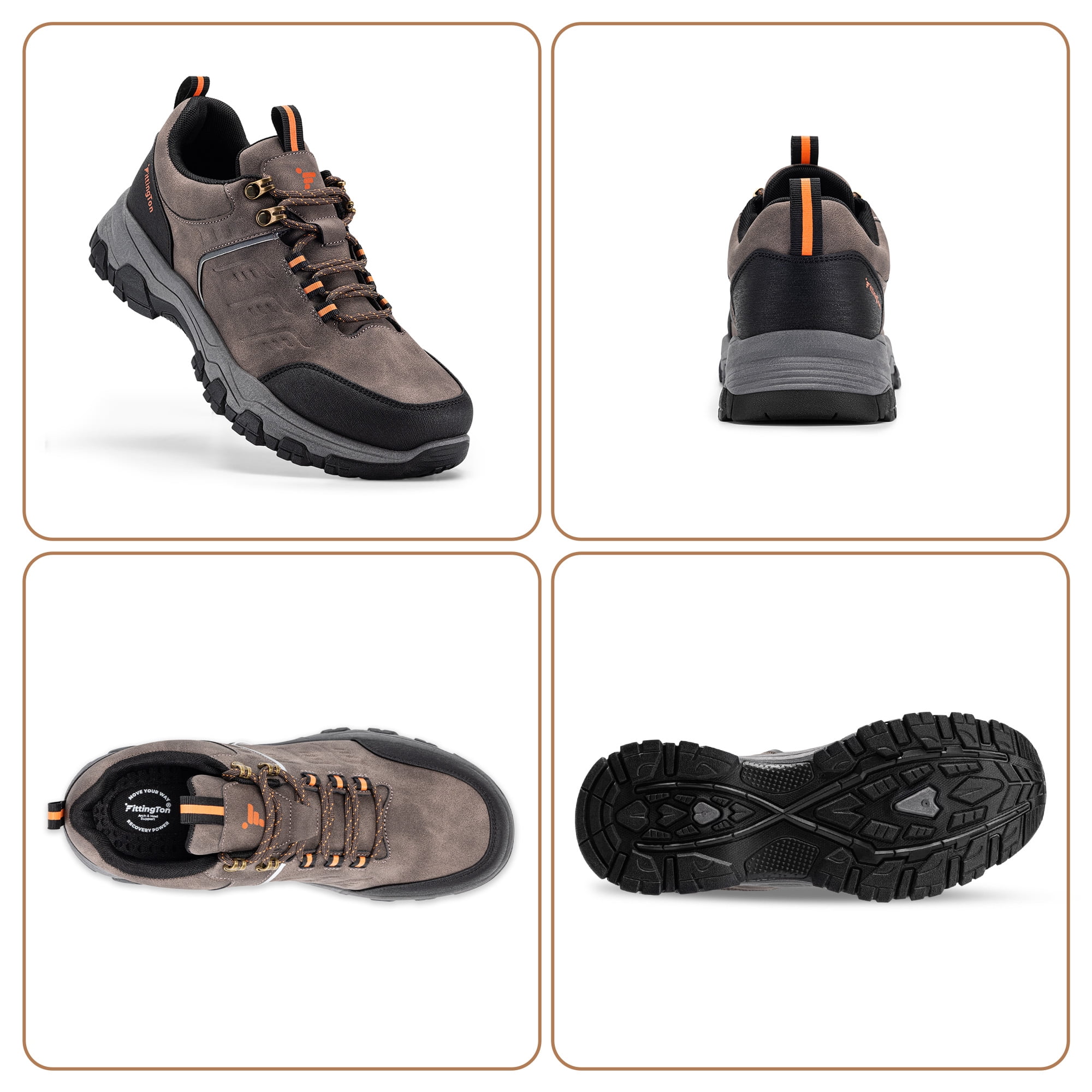 Fittington Men's Hiking Shoes Trekking Trails Outdoor Sneakers Walking Shoes with Arch Support, Reflective Safety Feature