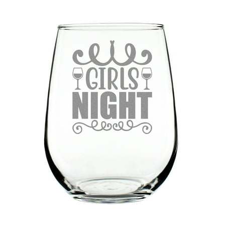 

Girls Night Wine Glass Engraved Stemless 17oz Etched Perfect for Out