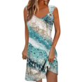 thumbnail image 1 of vestido casual para mujer vestido de verano vestido lencero vestido fruncido diario cita salir moda correa básica sin mangas ajuste holgado cian/s, 1 of 5